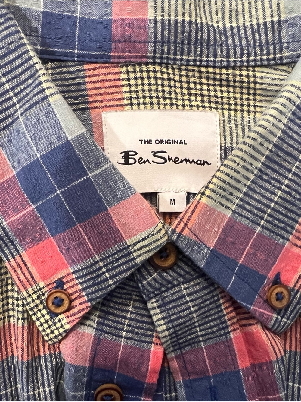 Ben Sherman Plaid Button-Down Shirt M - Picture 3 of 5